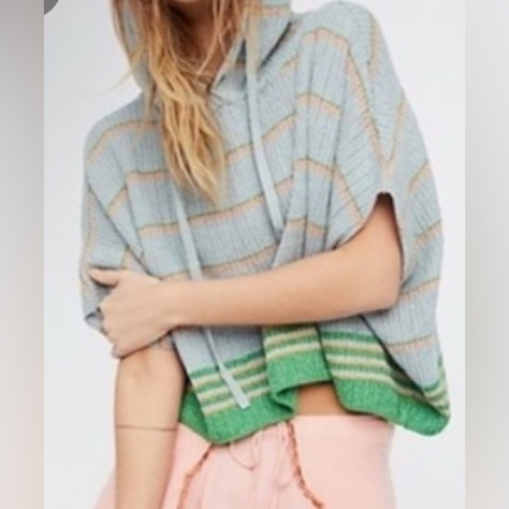 Free People Shimmer & Sheen Hoodie Poncho - Size XS/S (Oversized)